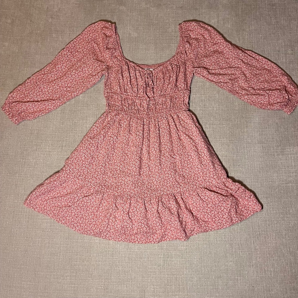 Whimsical Smocked Floral Print Ruffle Hem Cottagecore Romper Mini Dress Size XS